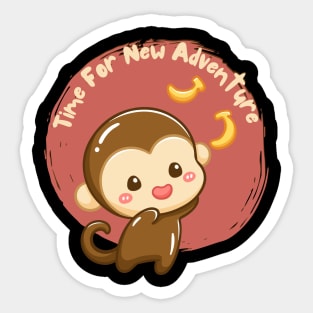 Time for new adventure Hello little monkey cute baby outfit Sticker